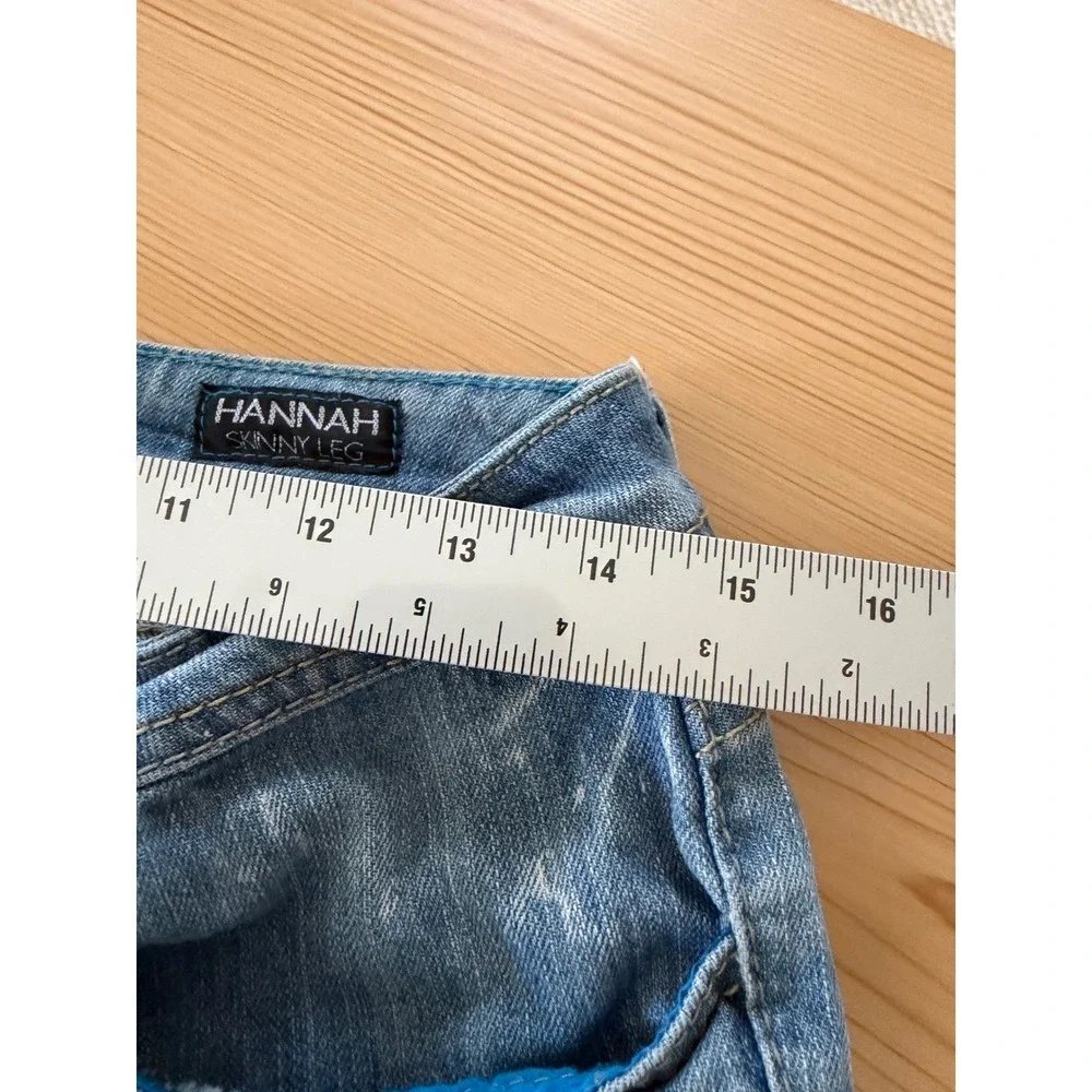 Rocawear Women Blue Bleached Studded Skinny Jeans Size 9 Y2K Streetwear Denim